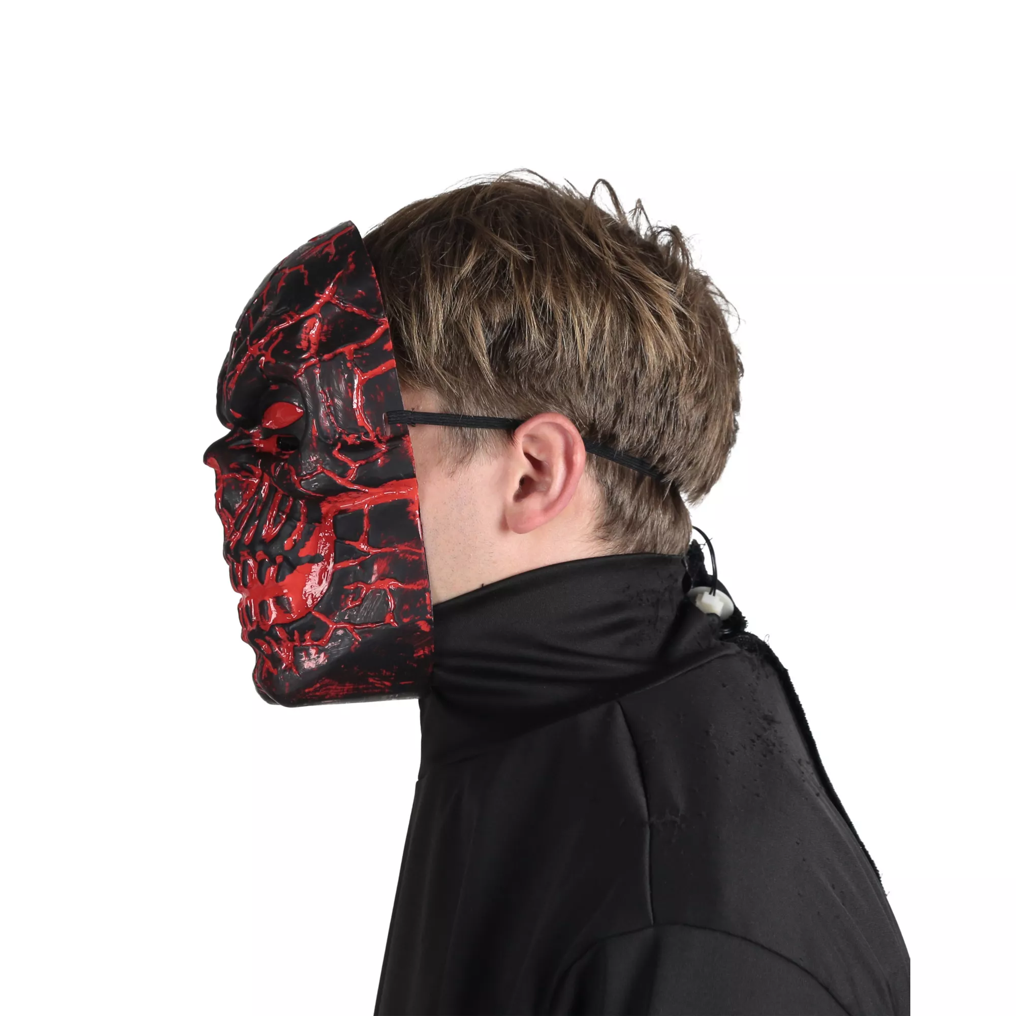 Light-Up LED Horror Scorched Skull Half Mask at Spirit Halloween