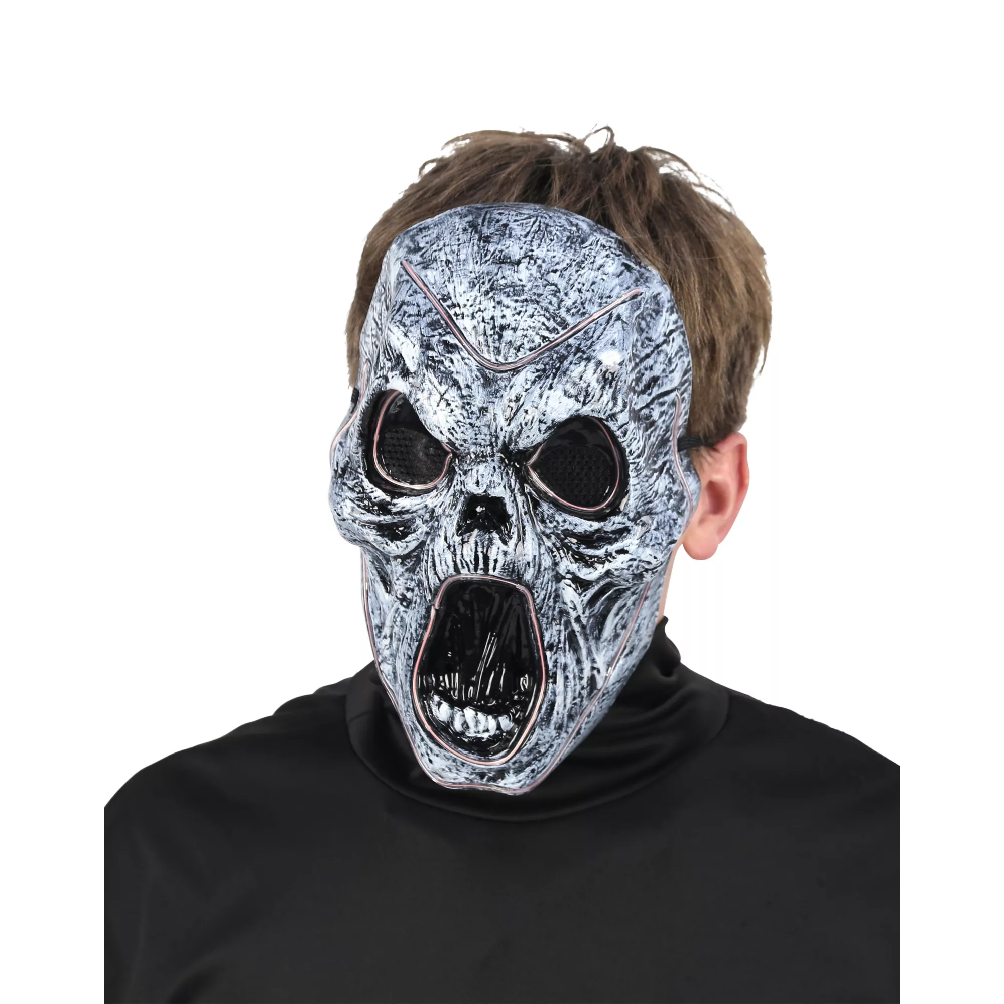 Light-Up EL Wire Wailing Spirit Half Mask at Spirit Halloween