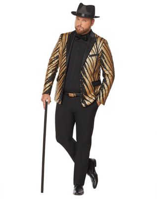 Adult '20s Gold and Black Plus Size Jacket - Spirithalloween.com