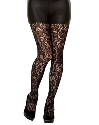 Black Floral Lace Tights