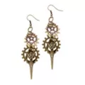 Goldtone Steampunk Gear Dangle Earrings at Spencer's