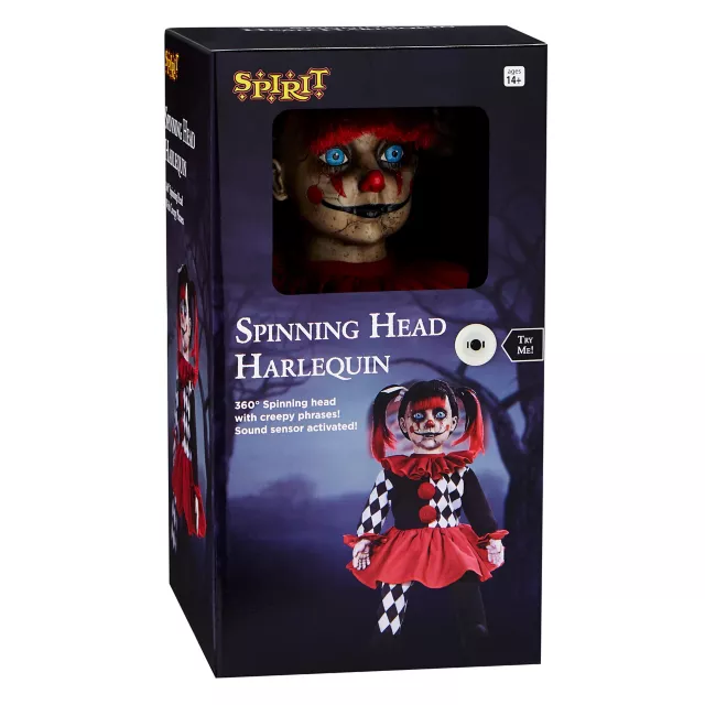 Spinning Head 2024 Harlequin Doll Halloween NIB 2021