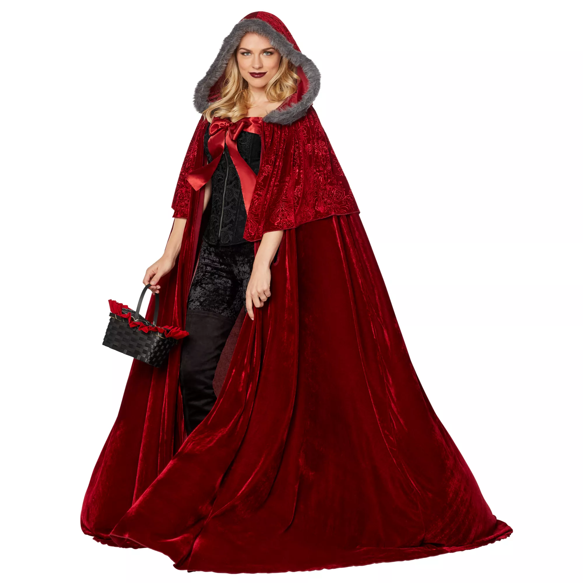 Adult Faux Fur Red Riding Hood Cape Deluxe at Spencer's