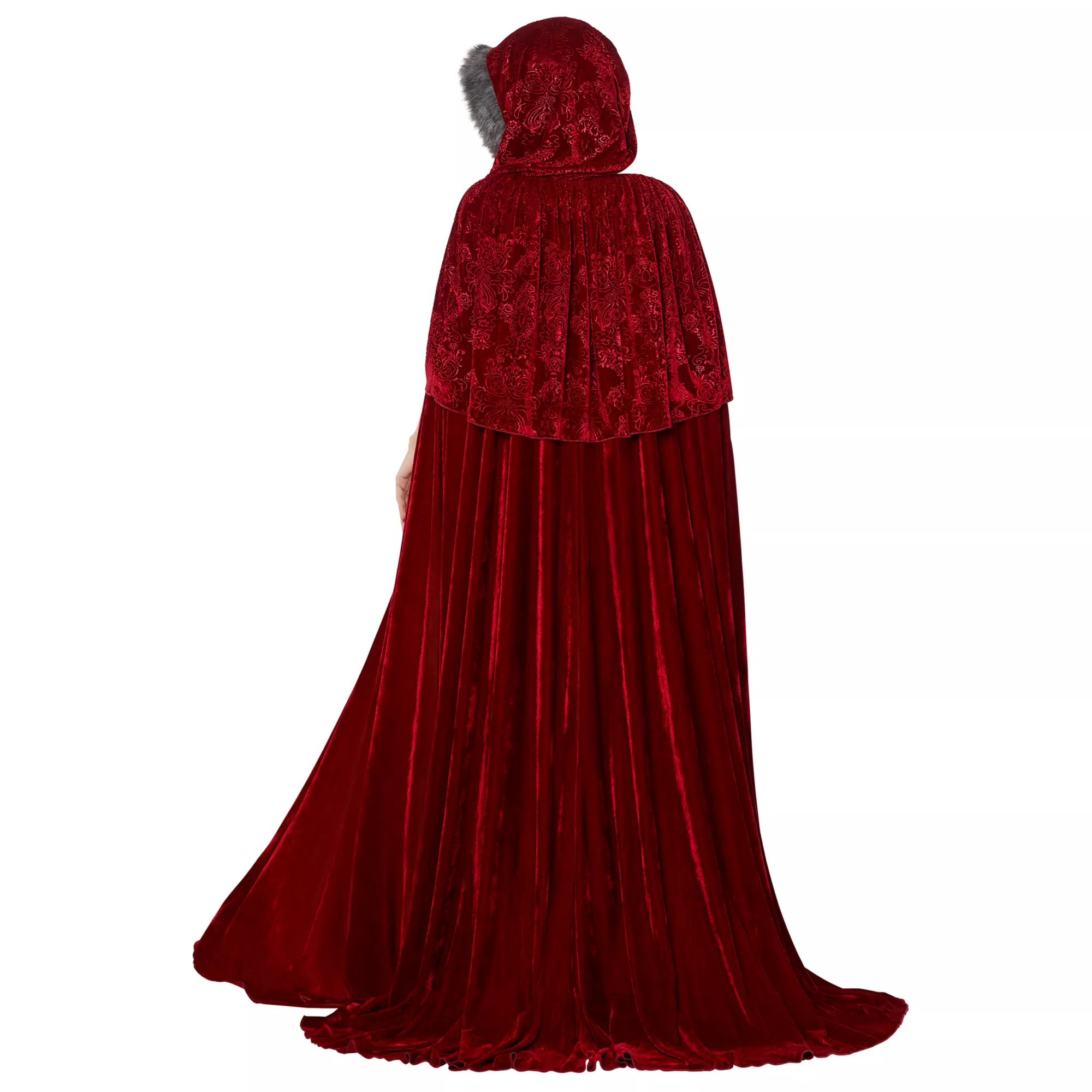 Adult Faux Fur Red Riding Hood Cape Deluxe at Spencer's