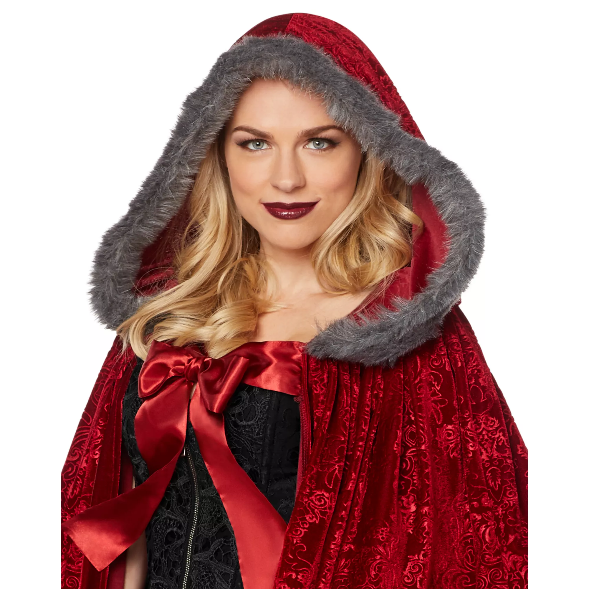 Adult Faux Fur Red Riding Hood Cape Deluxe at Spencer's