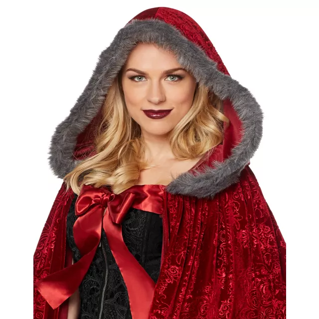 Adult Faux Fur Red Riding Hood Cape Deluxe Spirithalloween