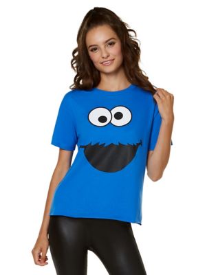 Sesame Street Cookie Monster Face Raglan Shirt male blue