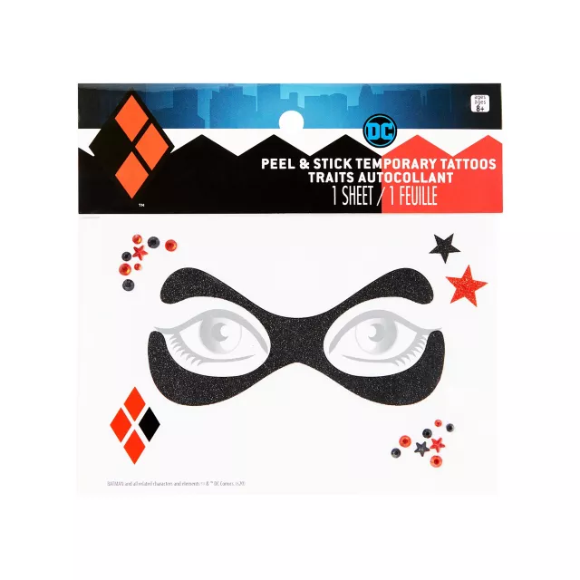 Harley Quinn Peel and Stick Face Tattoo Decals - DC Comics at Spirit Halloween