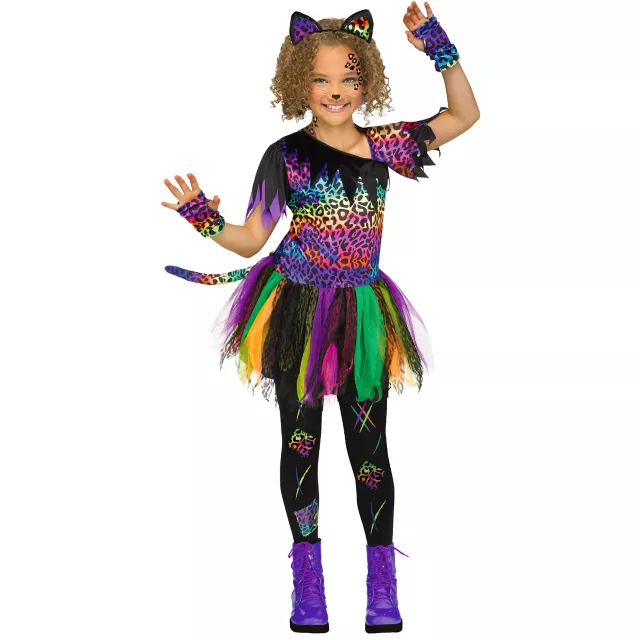 Rainbow Cat Costume Toddler Black Dress with Rainbow Face