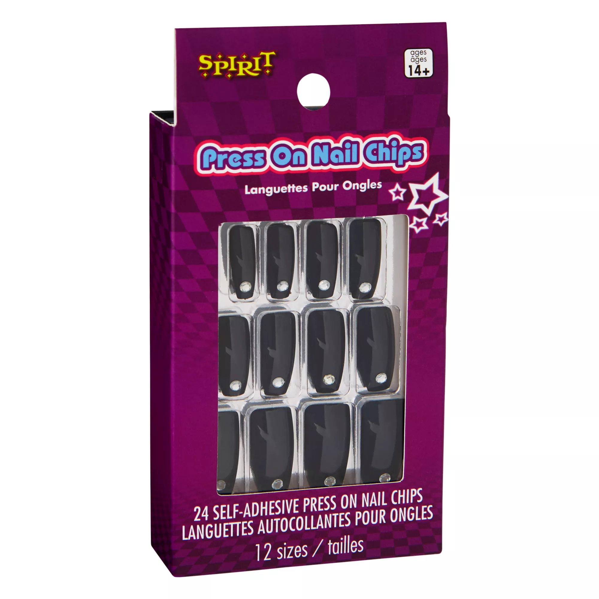 '80s Black Press On Nails at Spencer's