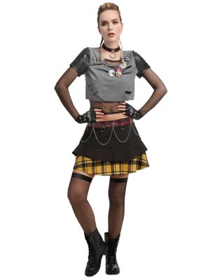 Rebel Wig Punk Rock Star Emo Black Red Fancy Dress Halloween Costume Accessory