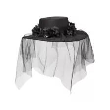 Black Veiled Day of the Dead Flower Hat at Spirit Halloween