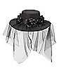 Black Veiled Day of the Dead Flower Hat