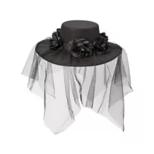 Black Veiled Day of the Dead Flower Hat at Spirit Halloween