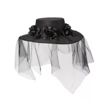Black Veiled Day of the Dead Flower Hat at Spirit Halloween