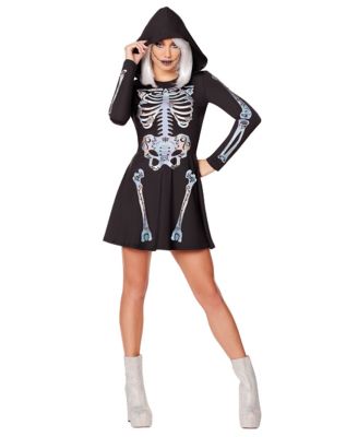 Adult Skeleton Hooded Dress - Spirithalloween.com