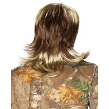 Blond Mullet Wig With Mustache at Spirit Halloween