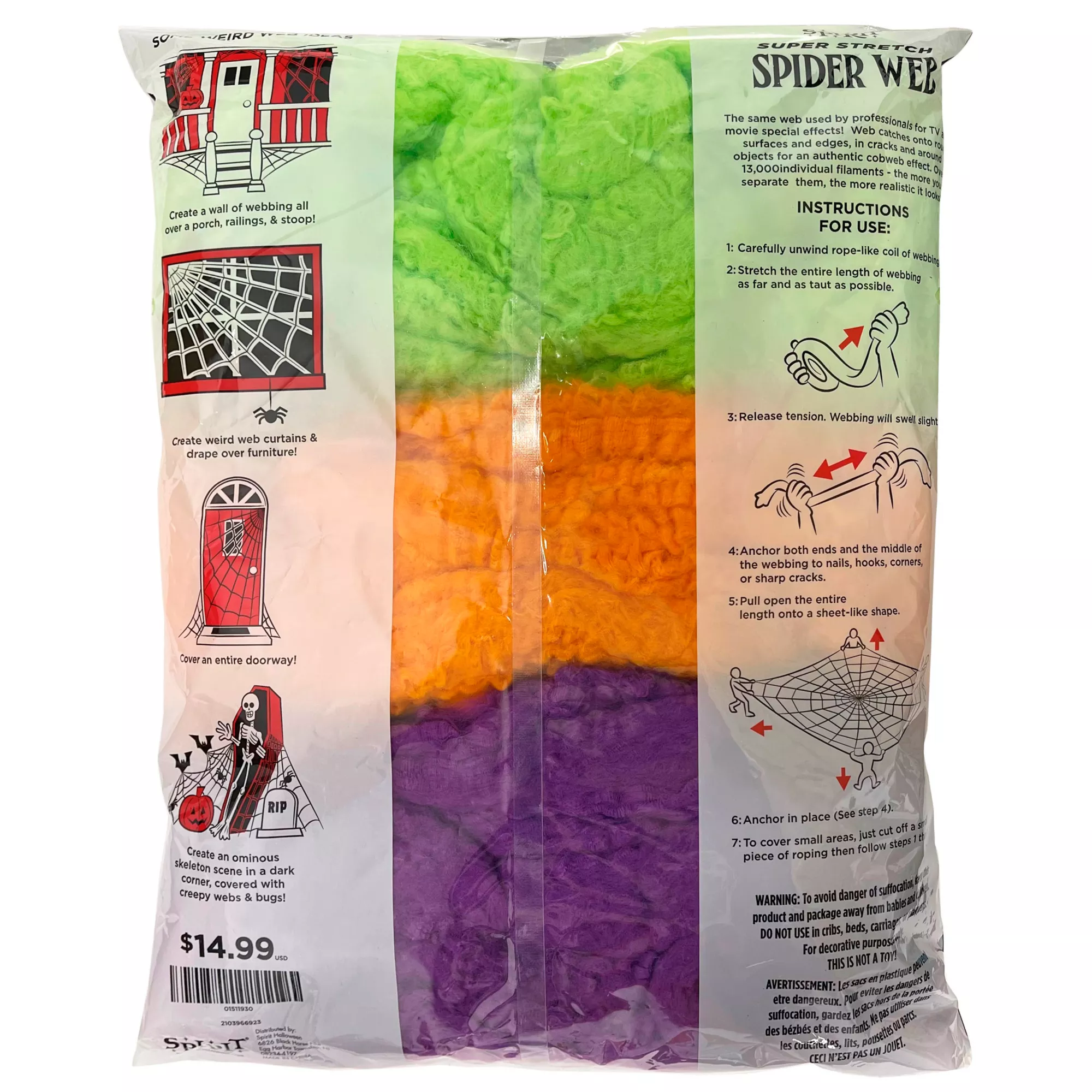 Multi-Pack Colored Spider Web Decoration at Spirit Halloween