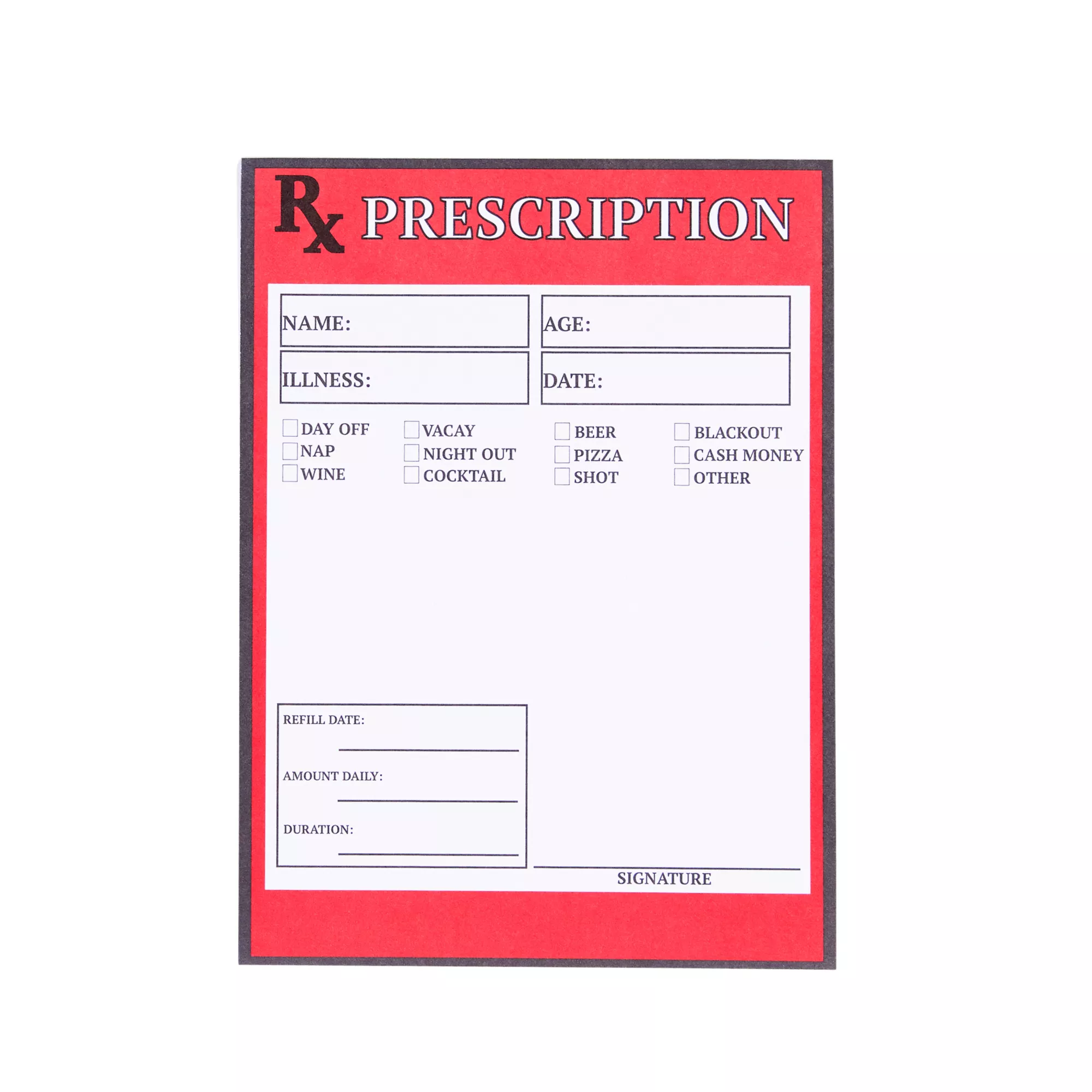 Rx Prescription Notepad at Spencer's