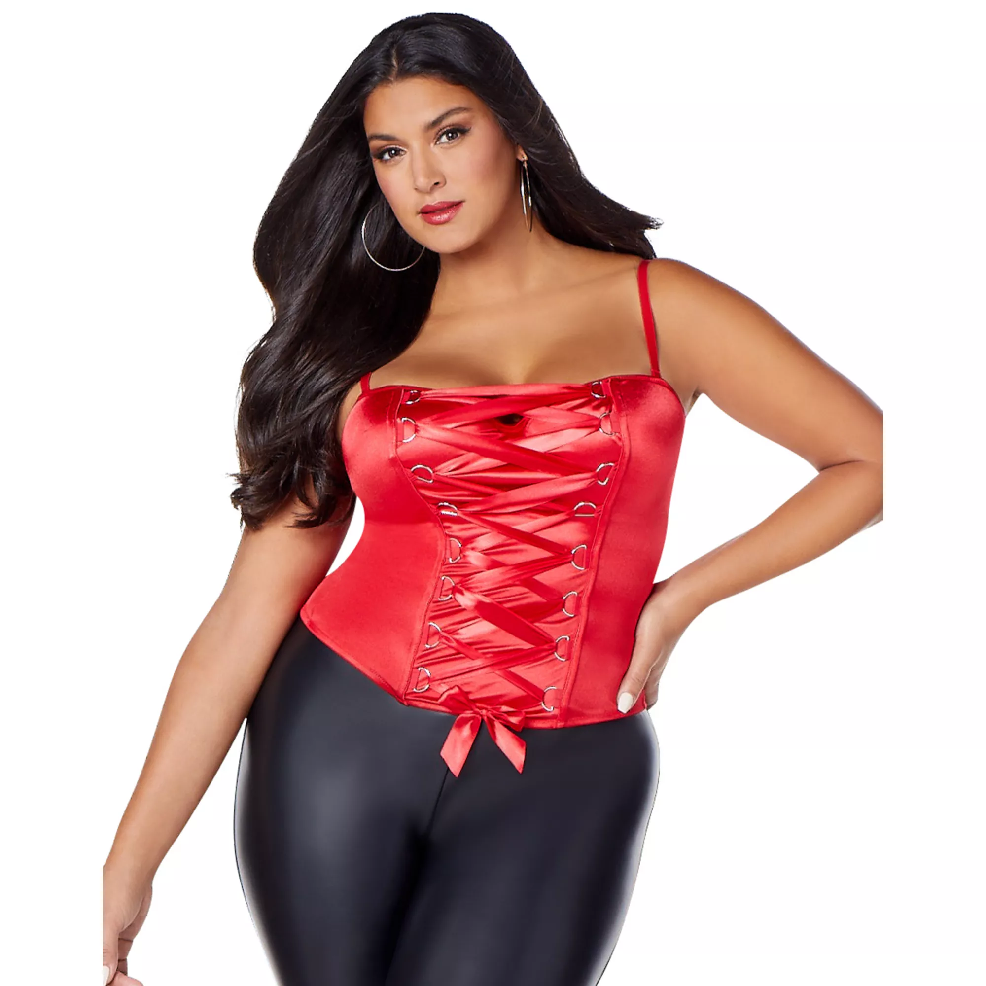 Red Lace-Up Plus Size Corset at Spencer's