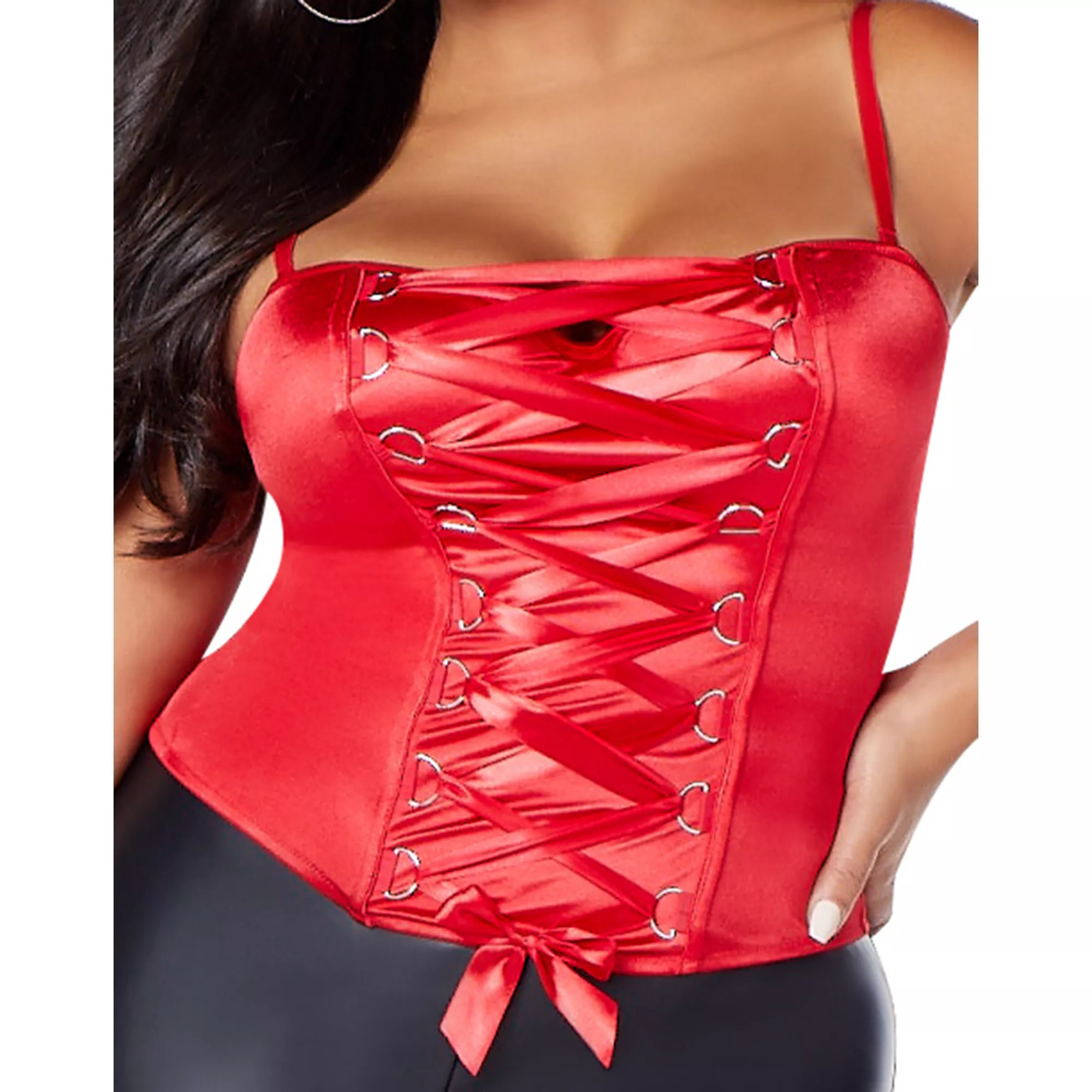 Red Lace-Up Plus Size Corset at Spencer's