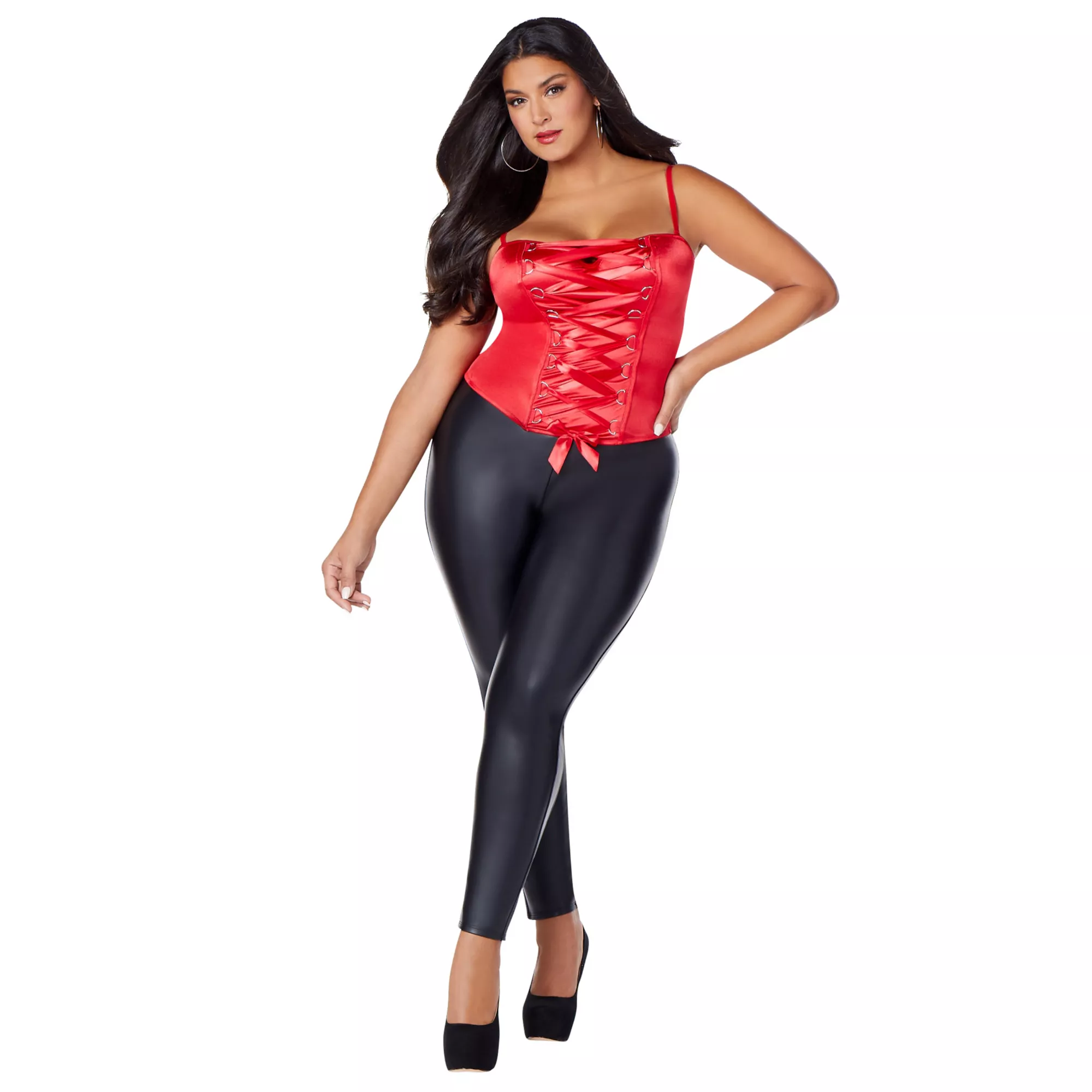 Red Lace-Up Plus Size Corset at Spencer's