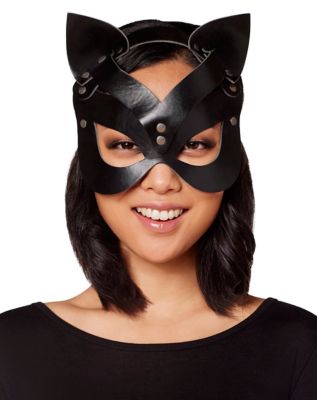 Black Leather Male cat  venetian mask for sale