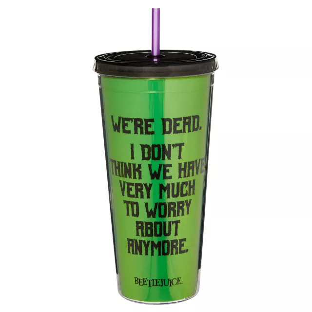 We're Dead Beetlejuice Cup with Straw - Spirithalloween.com