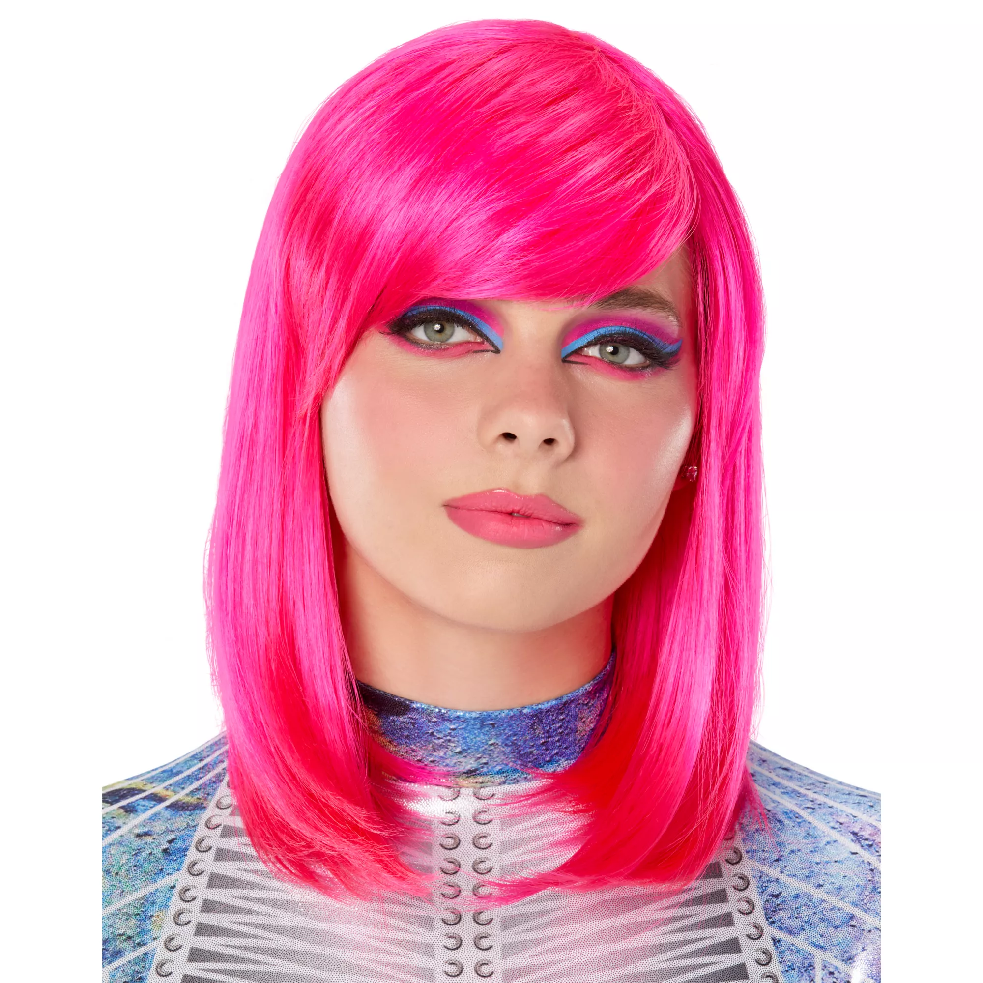 Pink Side Swept Pageboy Wig at Spirit Halloween