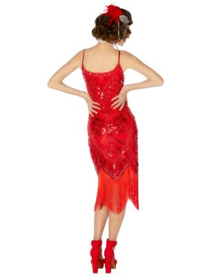 Adult Red Sequin Flapper Dress