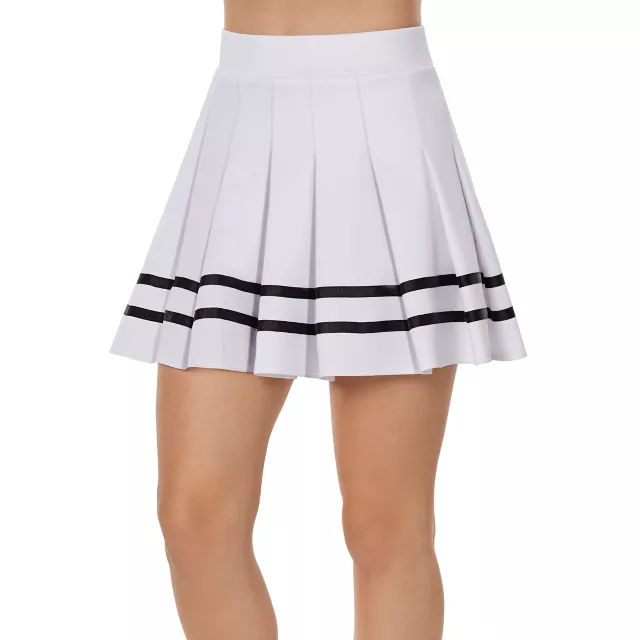 White Striped Pleated Cheerleader Skirt - Spirithalloween.com