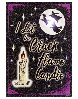Light-Up Black Flame Candle Canvas - Hocus Pocus