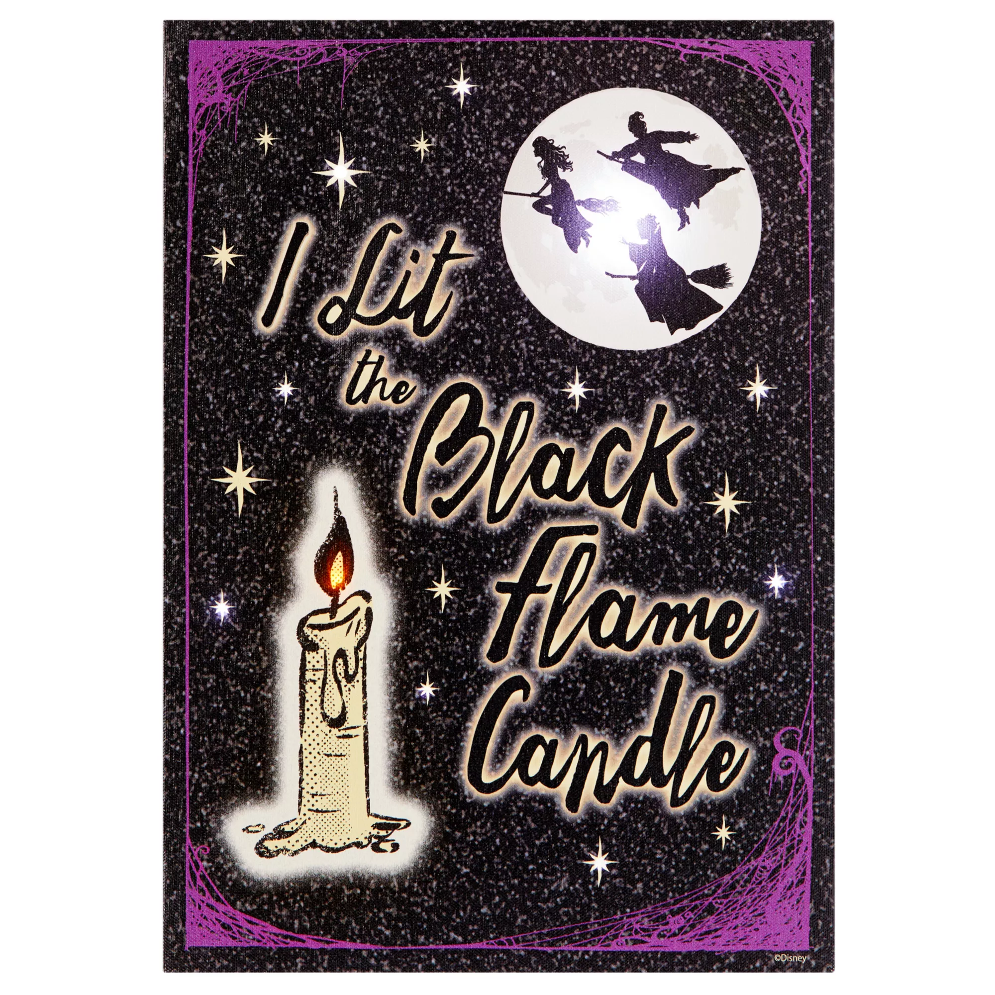 Light-Up Black Flame Candle Canvas - Hocus Pocus at Spencer's