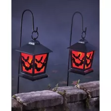 Red LED Creepy Bats Lantern Pathway Markers - 3 Pack at Spirit Halloween
