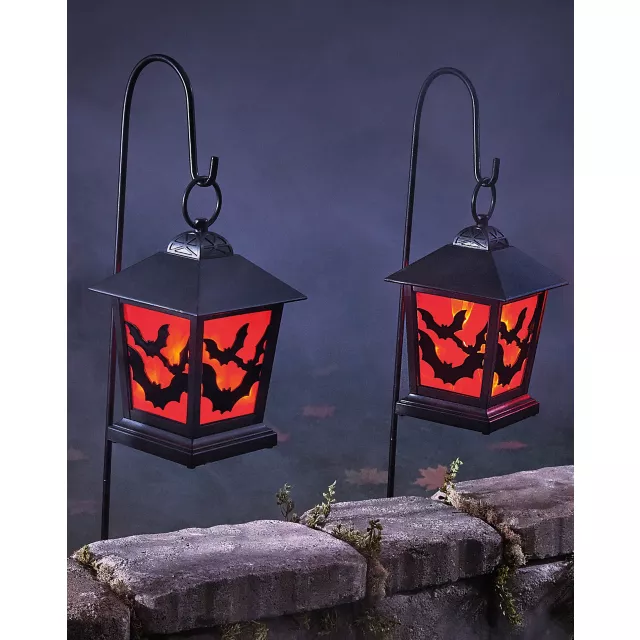 Red LED Creepy Bats Lantern Pathway Markers - 3 Pack at Spirit Halloween