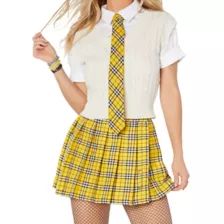 Half red half yellow plaid skirt best sale