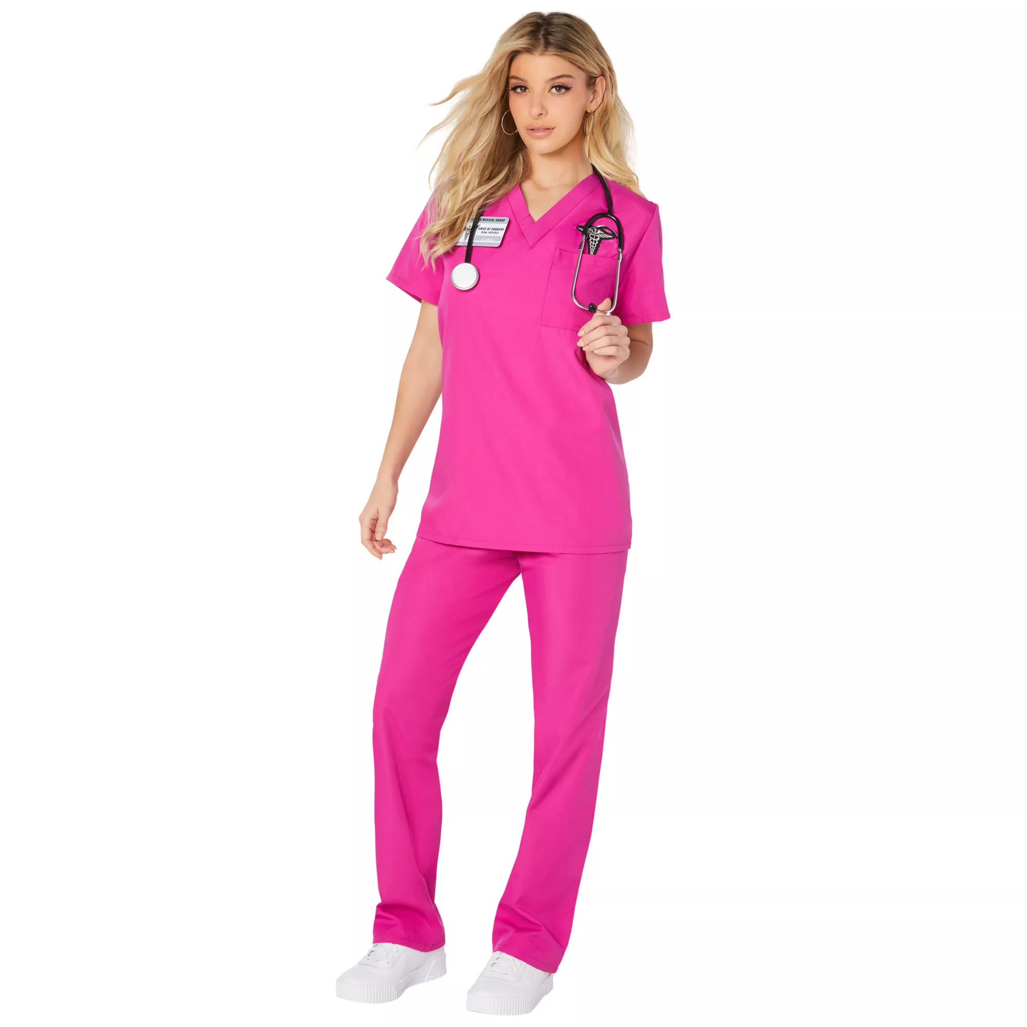 Adult Magenta Medical Scrubs Costume at Spirit Halloween