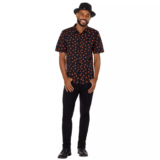 Pumpkin Print Button Down Shirt at Spencer's