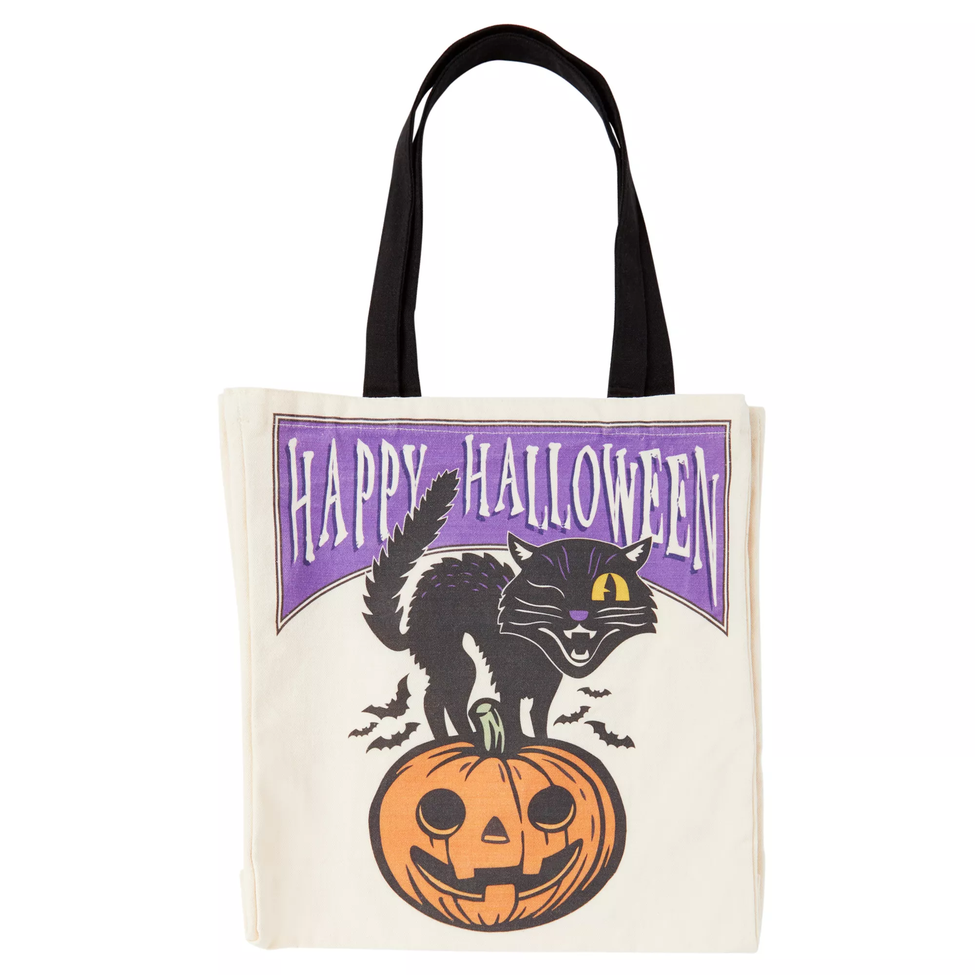Vintage Black Cat Canvas Tote Bag at Spencer's