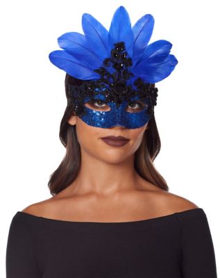 01530161 - Blue Feather Eye Mask