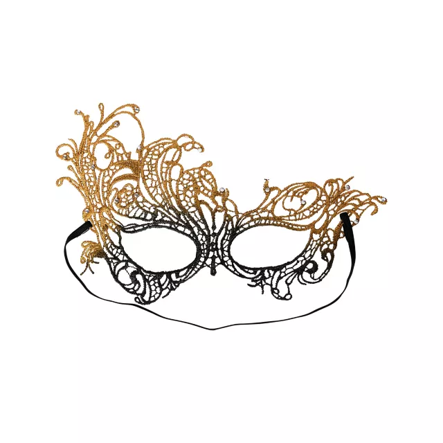 Lace Black and Gold Ombre Eye Mask - Spirithalloween.com