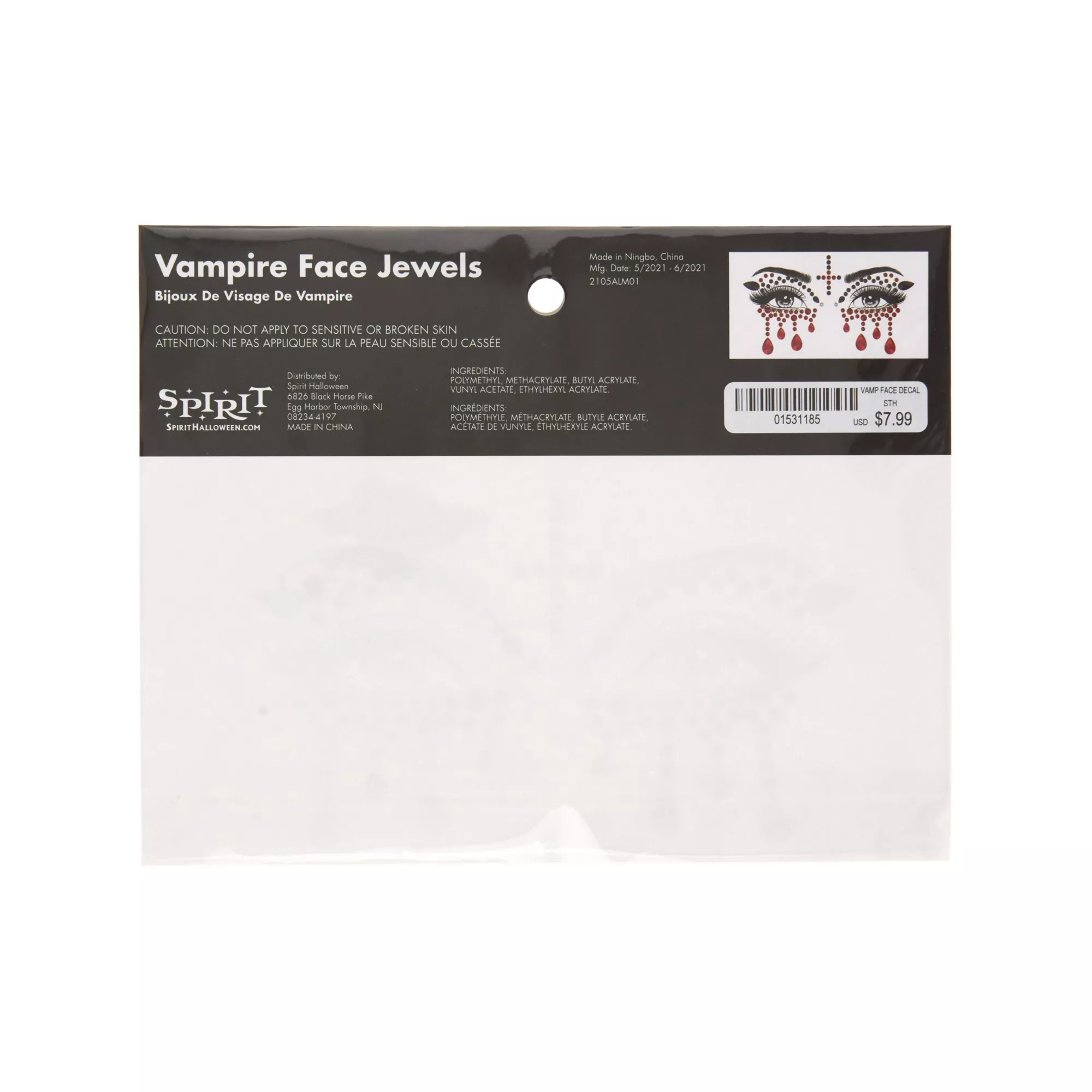 Jewel Vampire Face Decal at Spirit Halloween