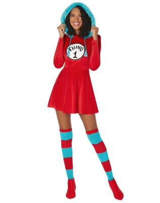 Adult Thing 1 and Thing 2 Dress Costume - Dr. Seuss, Red, X Large - Spirit Halloween