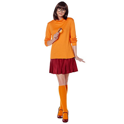 Velma Cosplay Uniform Anime Woman Orange Top Skirt Socks Halloween