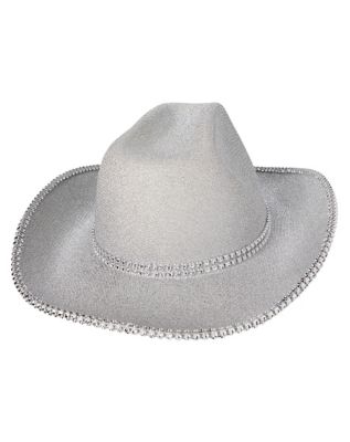 Smiffys Cowgirl-Hut Mit Pinken Strasssteinen – Silberner Partyhut Für Erwachsene