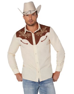 Mens Western Cowboy Shirt Retro Floral Red Black