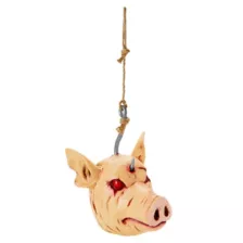 Hanging Severed Pig Head at Spirit Halloween