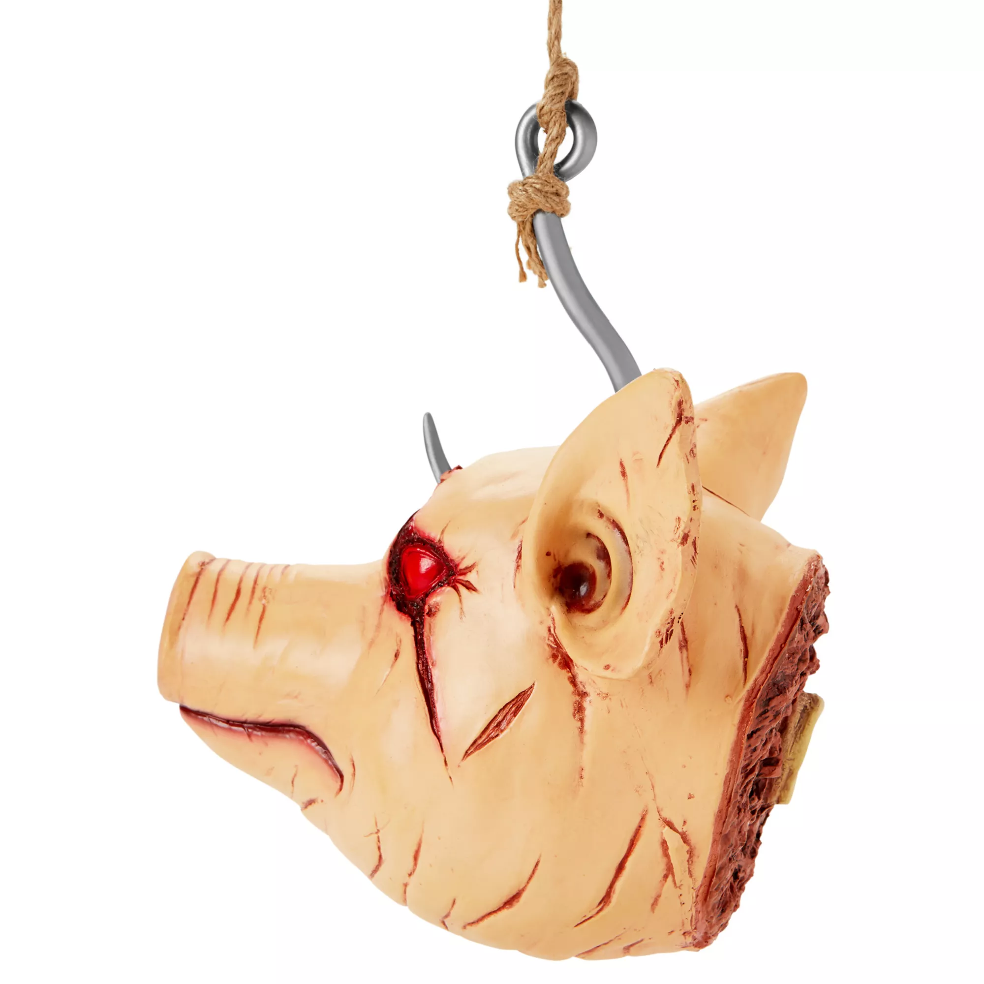 Hanging Severed Pig Head at Spirit Halloween