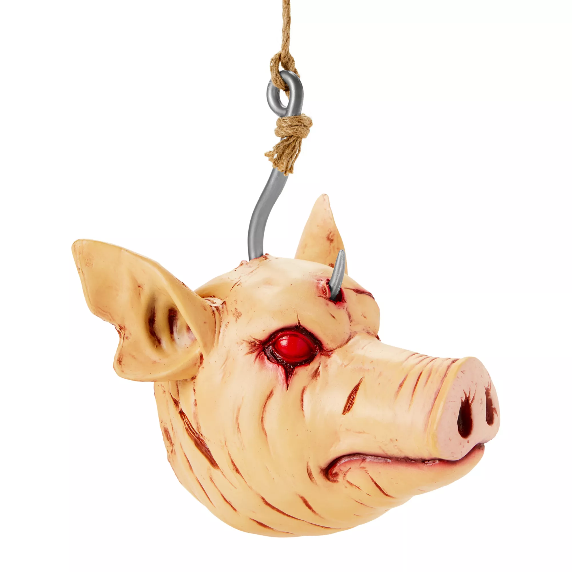 Hanging Severed Pig Head at Spirit Halloween