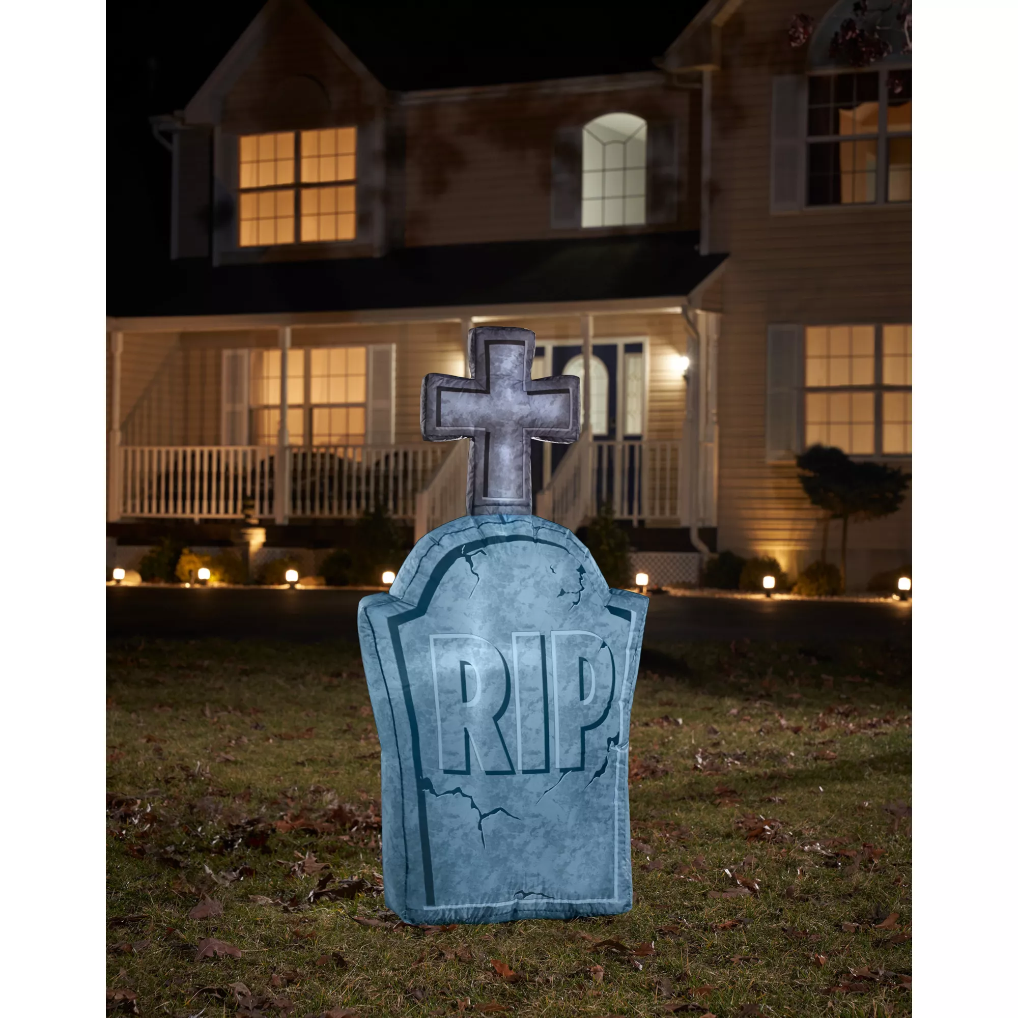 4 Ft Light-Up Tombstone Inflatable Decoration at Spirit Halloween